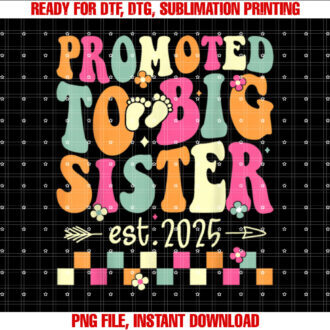 Promoted to Big Sister 2025 Soon to be Big Sis Funny Groovy T-shirt