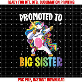 Promoted to Big Sister Girls Dabbing Unicorn Older Sister T-shirt
