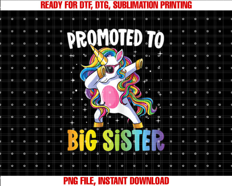 Promoted to Big Sister Girls Dabbing Unicorn Older Sister T-shirt