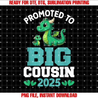 Promoted to big cousin 2025 with dinosaur new baby shower T-shirt