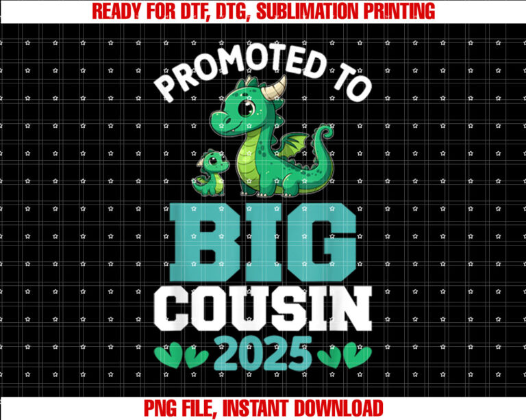 Promoted to big cousin 2025 with dinosaur new baby shower T-shirt