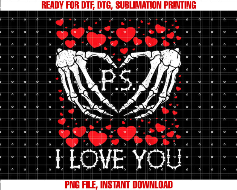 Ps I Love You Day Valentines Day Purple Heart Skeleton T-shirt