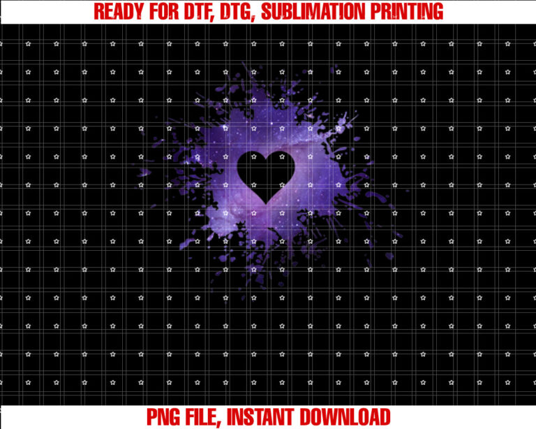 Purple Galaxy Splatter Heart Valentines Day Design T-shirt