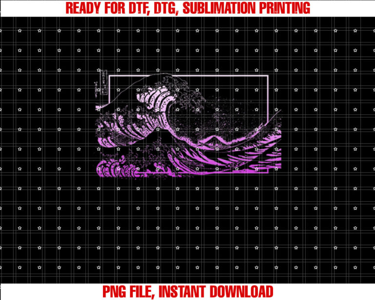 Purple Great Wave off Kanagawa Purple Color Graphic T-shirt