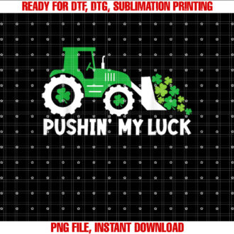 Pushin My Luck St Patricks Day Clover Tractors Irish Boy T-shirt