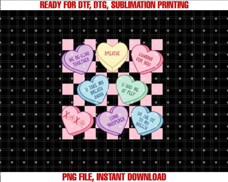 RT Respiratory Therapist Conversation Hearts Valentines Day T-shirt
