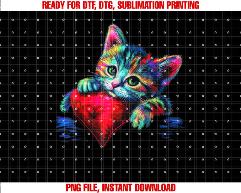 Rainbow Cute Cat Hugging Heart pillow Valentine Love Cat T-shirt