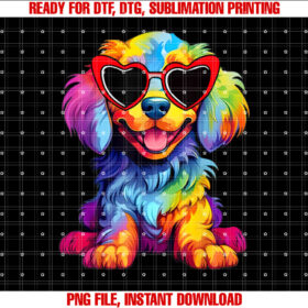 Rainbow Cute Dog Wearing Glasses Heart Puppy Love Dog Funny T-shirt