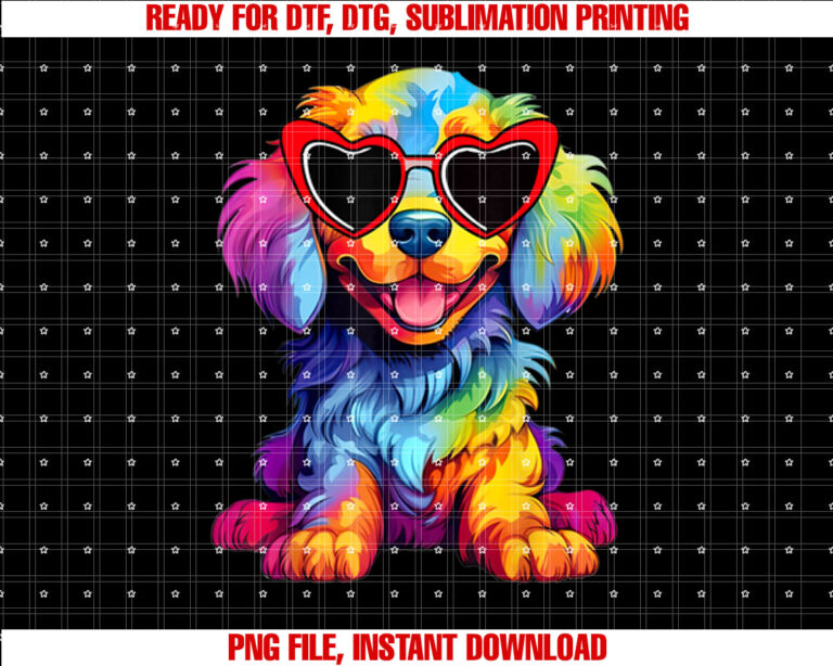 Rainbow Cute Dog Wearing Glasses Heart Puppy Love Dog Funny T-shirt