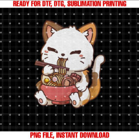 Ramen Cat Anime Kawaii Cat Eating Ramen T-shirt