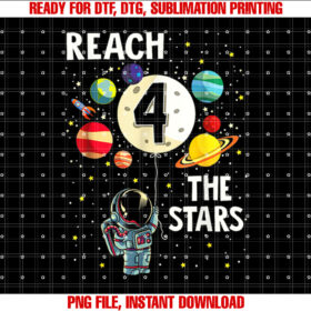 Reach Four the Stars 4 Years Old Birthday Boy Astronaut 4th T-shirt