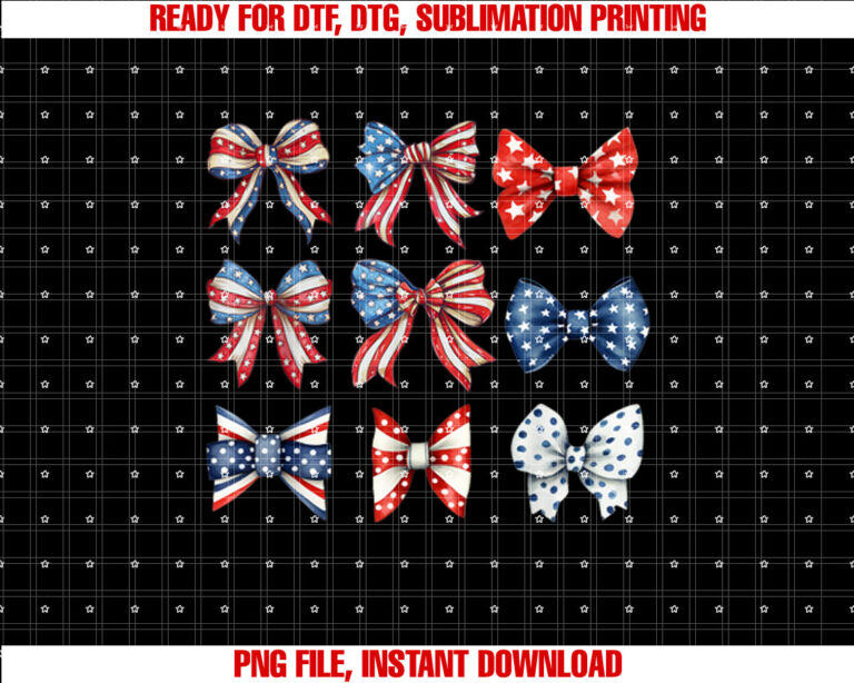 Red White And Blue American Coquette Bows Funny 4th Of July T-shirt