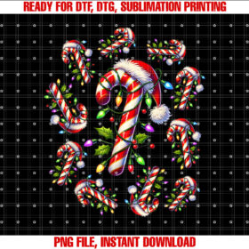 Red and White Candy Cane Santa Christmas Funny Xmas Lights T-shirt