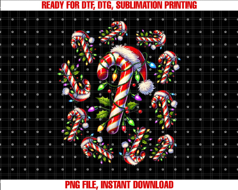 Red and White Candy Cane Santa Christmas Funny Xmas Lights T-shirt