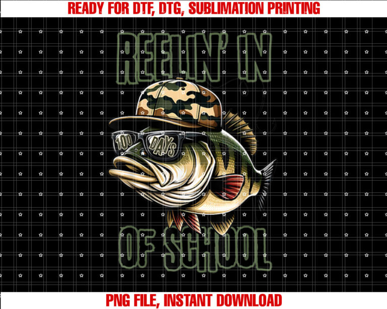 Reeling In 100 Days of School Fish Fishing Season Boys Kids T-shirt