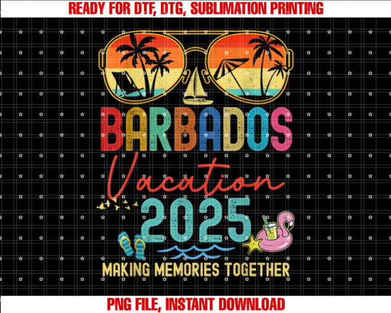 Retro Barbados Vacation 2025 Memories Group Trip T-shirt