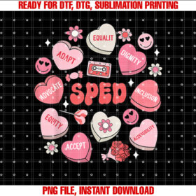 Retro Candy Heart Special Education Sped Teacher Valentine T-shirt