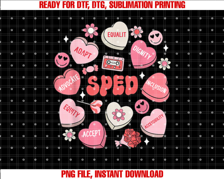Retro Candy Heart Special Education SPED Teacher Valentine T-shirt