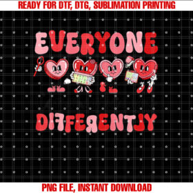 Retro Everyone Communicates Differently Autism Valentine Day T-shirt