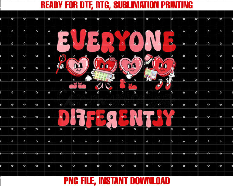 Retro Everyone Communicates Differently Autism Valentine Day T-shirt