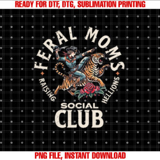 Retro Funny Feral Moms Social Club Sarcastic Saying Mothers T-shirt