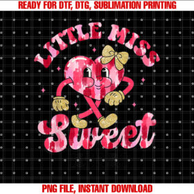 Retro Groovy Little Miss Sweetheart Valentine Girls Kids T-shirt
