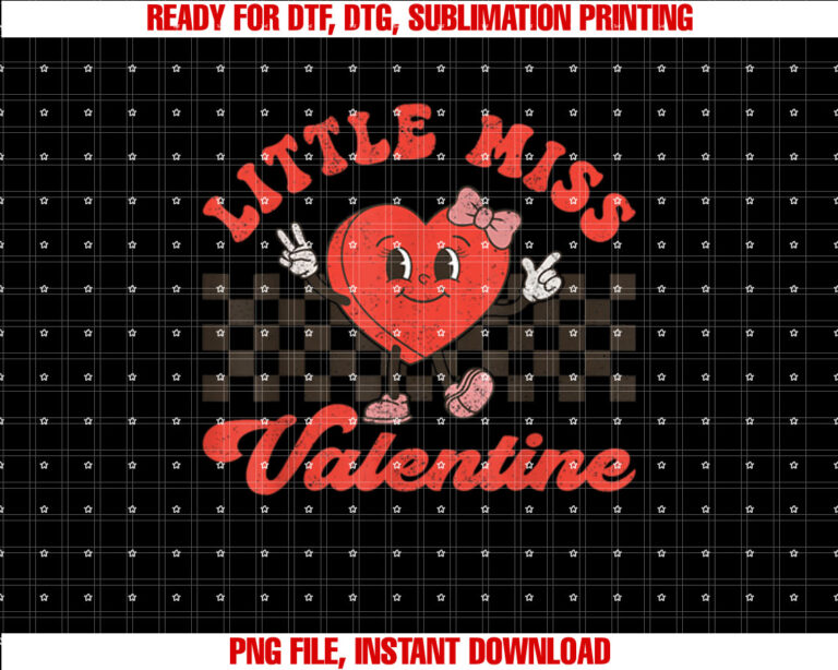 Retro Groovy Little Miss Valentine For Girls Kids Love Vibes T-shirt