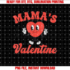 Retro Groovy Mama is My Valentine Cute Heart Boys Girls Kids T-shirt