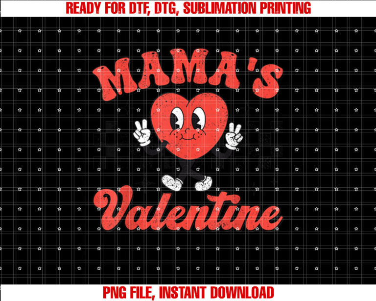 Retro Groovy Mama is My Valentine Cute Heart Boys Girls Kids T-shirt