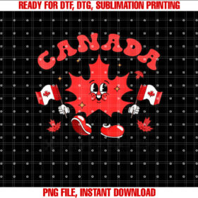 Retro Groovy Maple Leaves Canada Flag Canadian Boy Girl Kids T-shirt