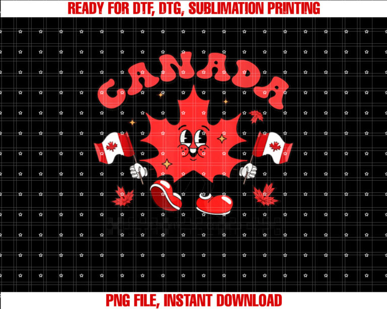 Retro Groovy Maple Leaves Canada Flag Canadian Boy Girl Kids T-shirt