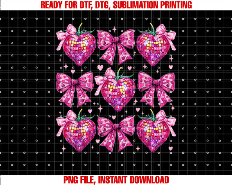 Retro Groovy Pink Coquette Bow Strawberry Valentine Heart T-shirt