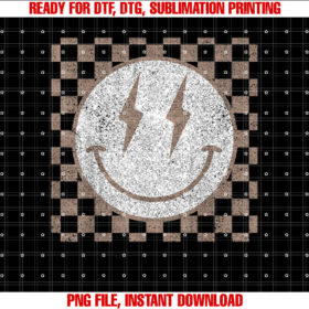 Retro Happy Face Checkered Pattern Smile Face Trendy T-shirt