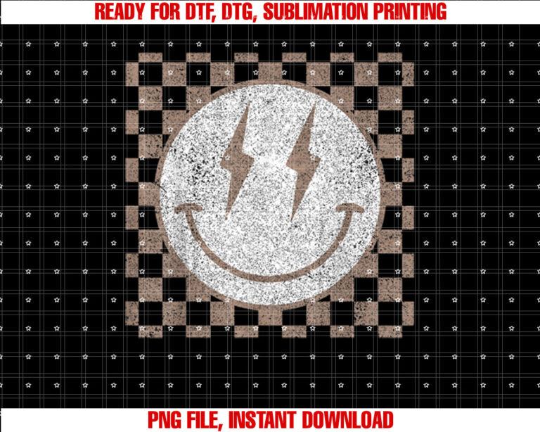 Retro Happy Face Checkered Pattern Smile Face Trendy T-shirt