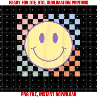 Retro Happy Face Checkered Pattern Smile Face Trendy T-shirt