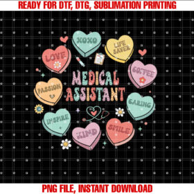 Retro Hearts Medical Assistant Funny Valentines Day Ma T-shirt