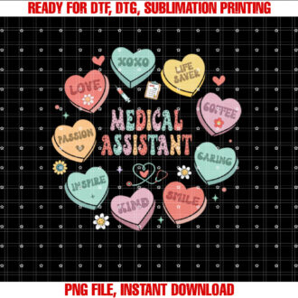 Retro Hearts Medical Assistant Funny Valentines Day MA T-shirt