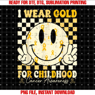 Retro I Wear Gold For Childhood Cancer Awareness Gold Ribbon T-shirt