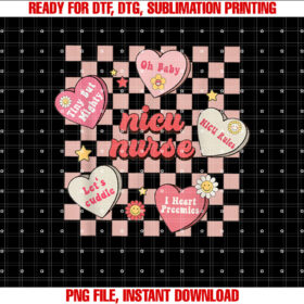 Retro Nicu Nurse Conversation Hearts Candy Valentines Day T-shirt