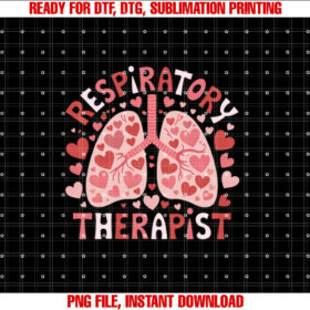 Retro Rt Lung Hearts Respiratory Therapist Valentines Day T-shirt