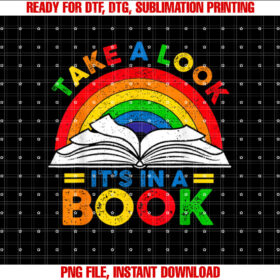 Retro Rainbow Take a Look Its in a Book Reading Bookworm T-shirt