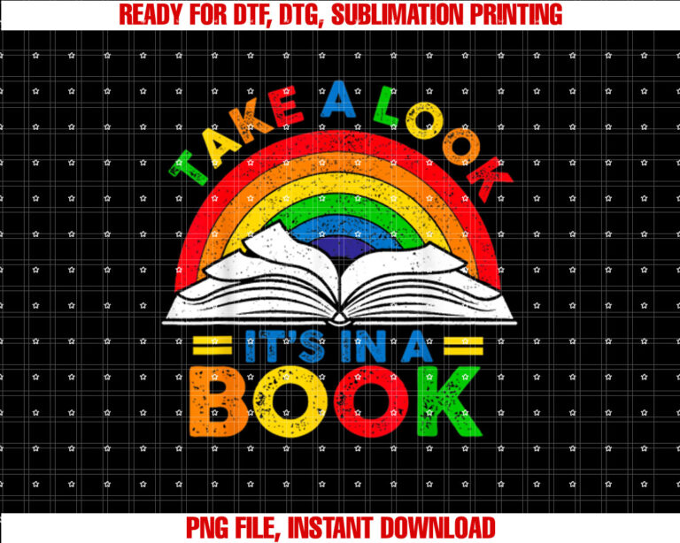 Retro Rainbow Take A Look Its In A Book Reading Bookworm T-shirt