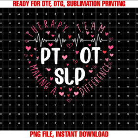Retro Slp Ot Pt Valentines Day Heart Love Therapy Squad Team T-shirt
