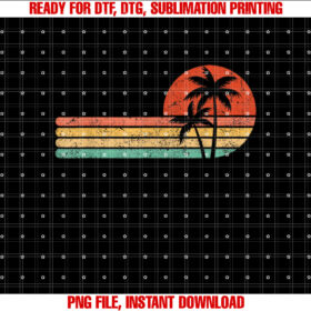 Retro Style Tropical Vintage Sunset Beach Palm Tree T-shirt