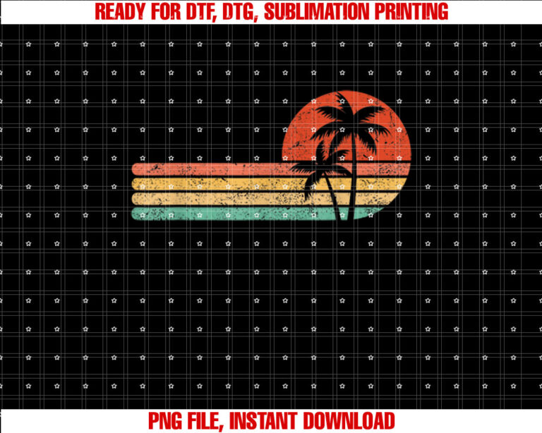 Retro Style Tropical Vintage sunset Beach Palm Tree T-shirt