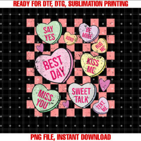 Retro Valentines Day Candy Conversation Hearts Womens Girls T-shirt