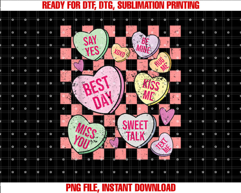 Retro Valentines Day Candy Conversation Hearts Womens Girls T-shirt