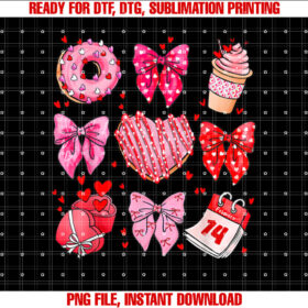 Retro Valentines Day Coquette Bow Cake Heart for Girlfriend T-shirt