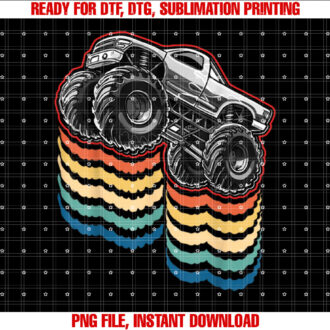 Retro Vintage Monster Truck Retro Silhouette Gift for Boys T-shirt