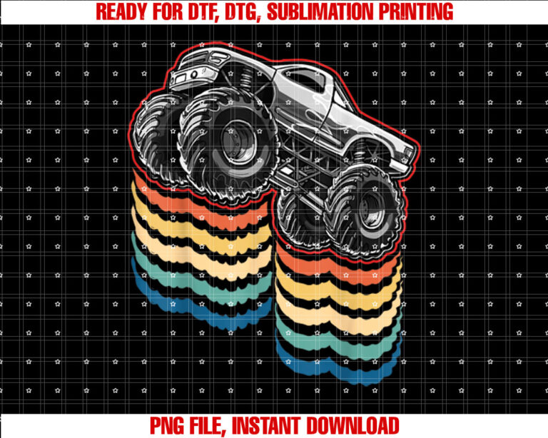 Retro Vintage Monster Truck Retro Silhouette Gift for Boys T-shirt